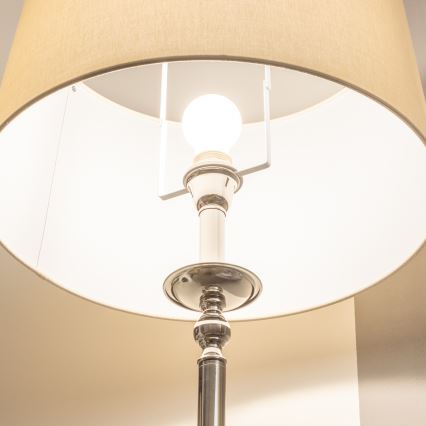 Brilagi - Stojacia LED lampa CERIA 1xE27/60W/230V pr. 45 cm lesklý chróm/béžová
