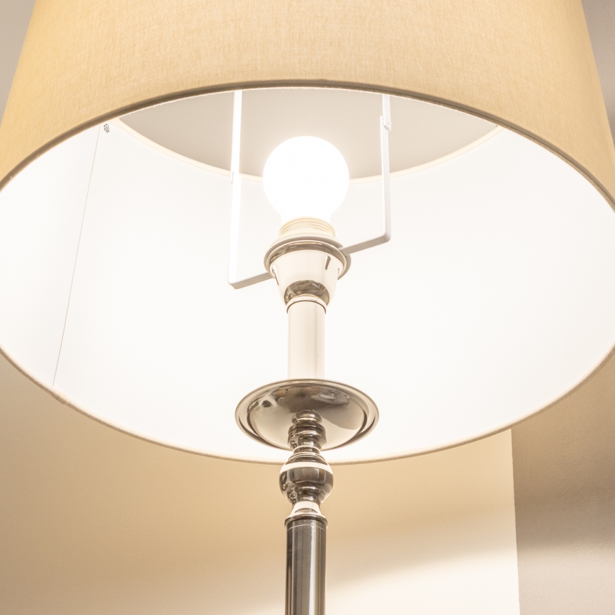 Brilagi - Stojacia LED lampa CERIA 1xE27/60W/230V pr. 45 cm lesklý chróm/béžová