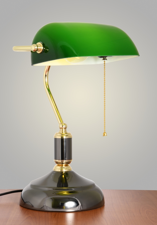 Brilagi - Stolná lampa BANK OFFICE 1xE27/60W/230V čierna/zlatá/zelená
