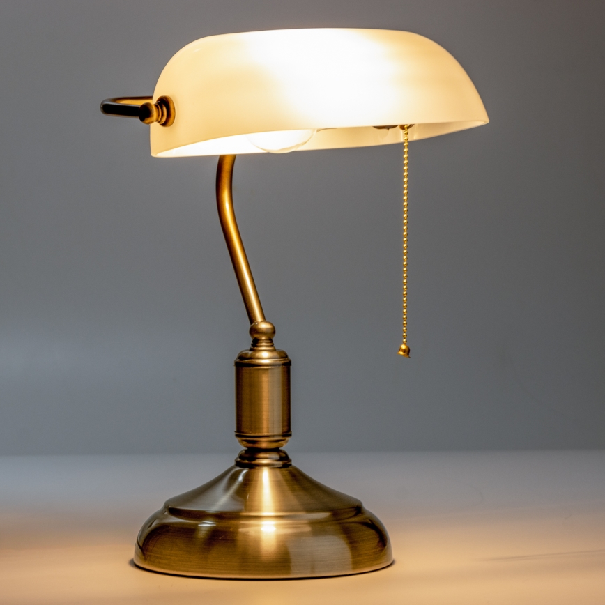 Brilagi - Stolná lampa BANK OFFICE 1xE27/60W/230V mosadz/biela
