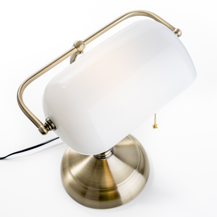 Brilagi - Stolná lampa BANK OFFICE 1xE27/60W/230V mosadz/biela