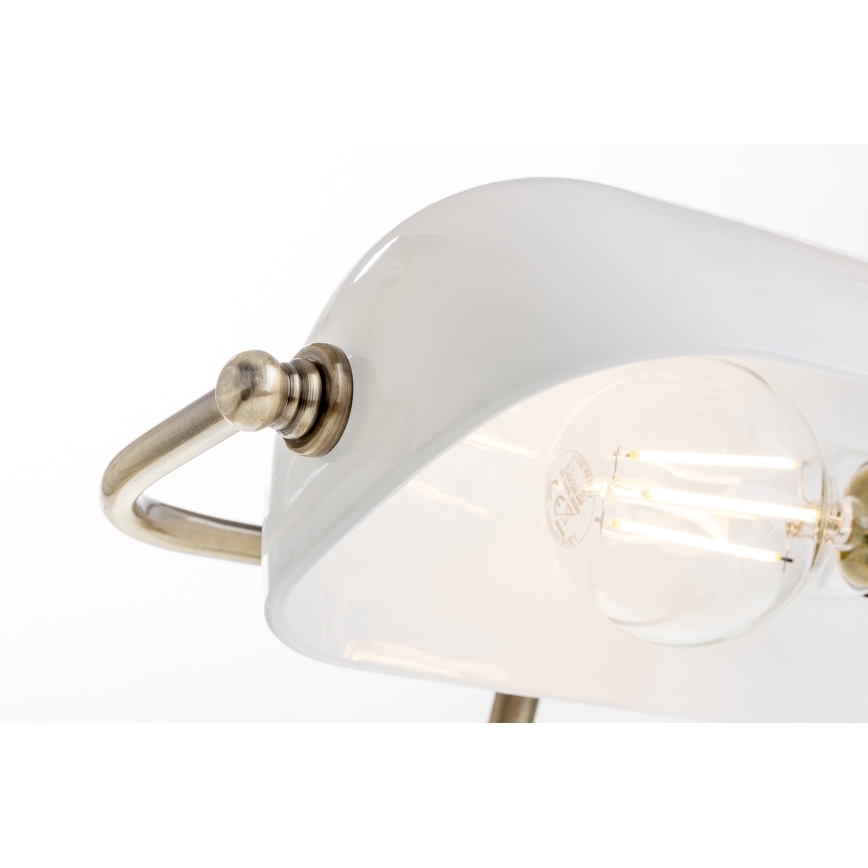 Brilagi - Stolná lampa BANK OFFICE 1xE27/60W/230V mosadz/biela