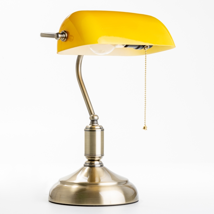 Brilagi - Stolná lampa BANK OFFICE 1xE27/60W/230V mosadz/oranžová