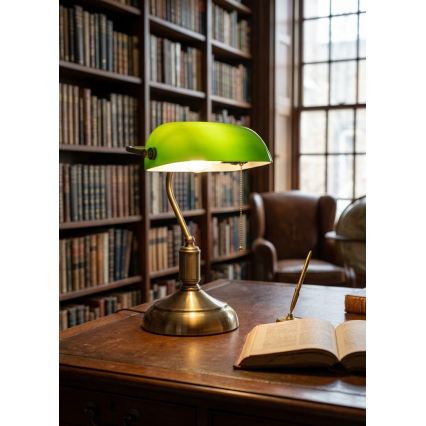 BRILAGI - Stolná lampa BANK OFFICE 1xE27/60W/230V mosadz/zelená