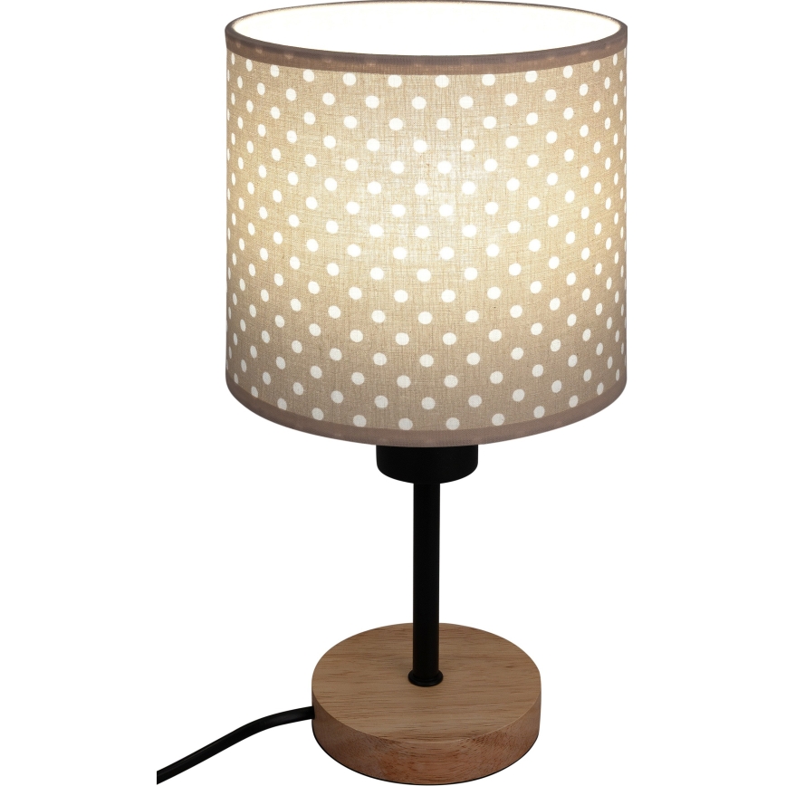 BRILAGI - Detská stolová lampa BOBO WOOD 1xE27/25W/230V dub/čierna/béžová/bodky