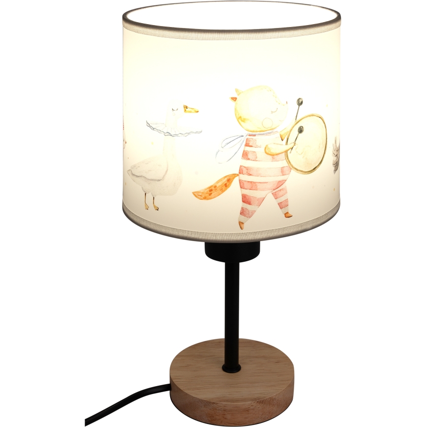BRILAGI - Detská stolná lampa BOBO WOOD 1xE27/25W/230V dub/čierna/biela/zvieratká