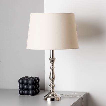 Brilagi - Stolná lampa CERIA 1xE27/60W/230V Ø 30 cm lesklý chróm/béžová