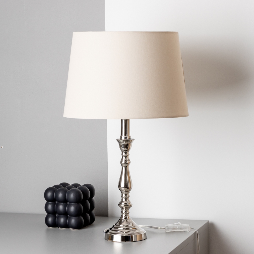 Brilagi - Stolná lampa CERIA 1xE27/60W/230V Ø 30 cm lesklý chróm/béžová