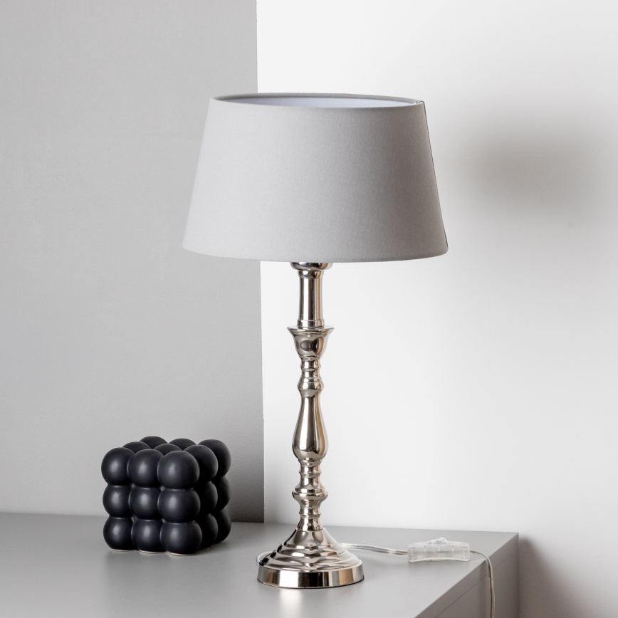 Brilagi - Stolná lampa CERIA 1×E27/60W/230V, Ø 25 cm, lesklý chróm/sivá