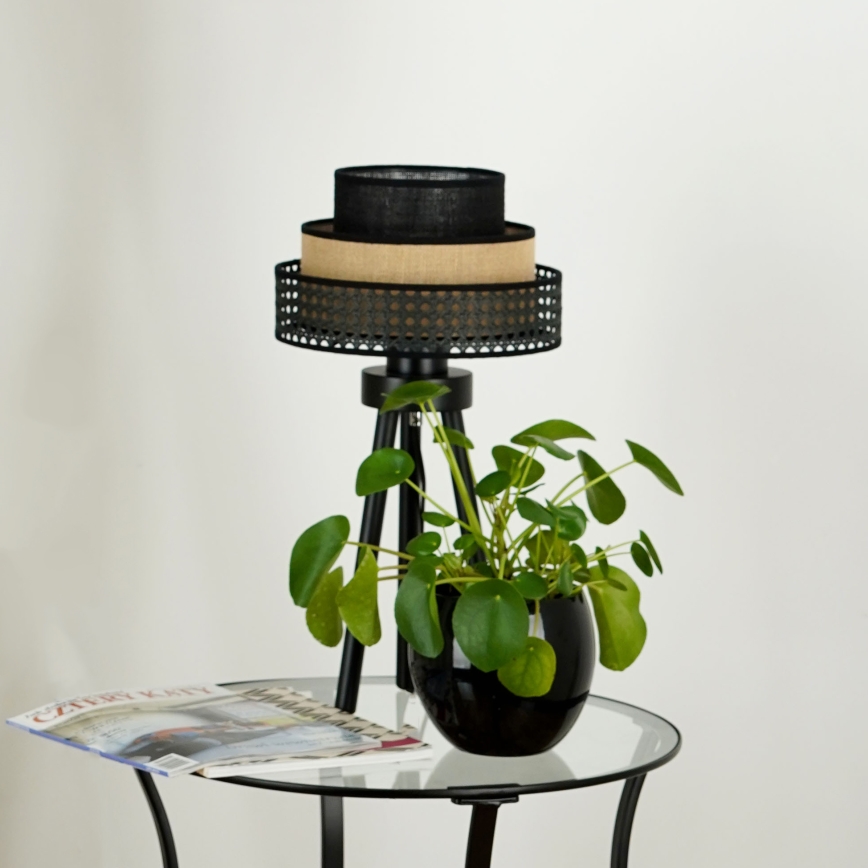 Brilagi - Stolná lampa DAKOTA LUNETA 1xE27/15W/230V čierna/ratan