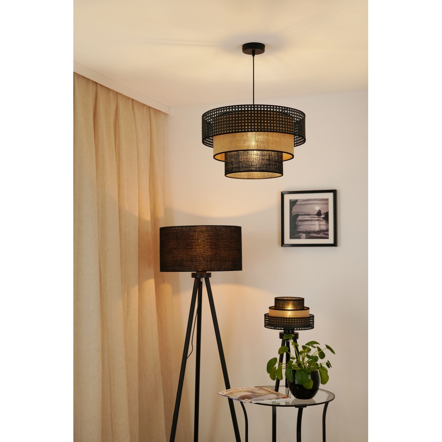 Brilagi - Stolná lampa DAKOTA LUNETA 1xE27/15W/230V čierna/ratan