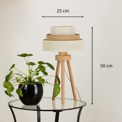 Brilagi - Stolná lampa DENVER LUNETA 1xE27/15W/230V béžová/hnedá/krémová