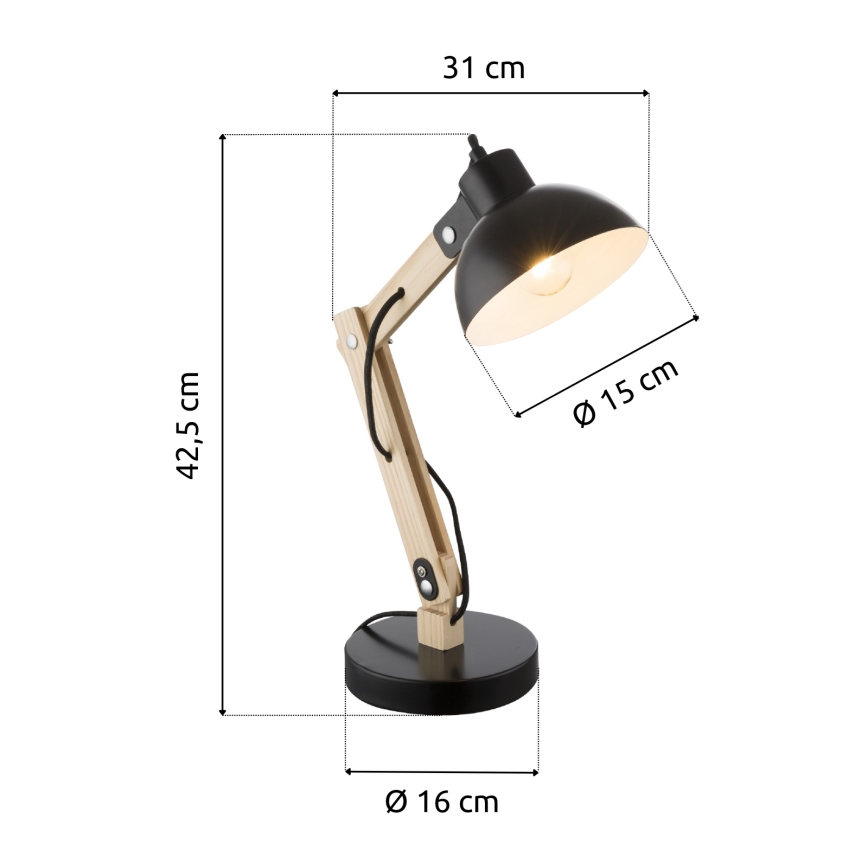 Brilagi - Stolná lampa FOCUS 1xE27/40W/230V čierna