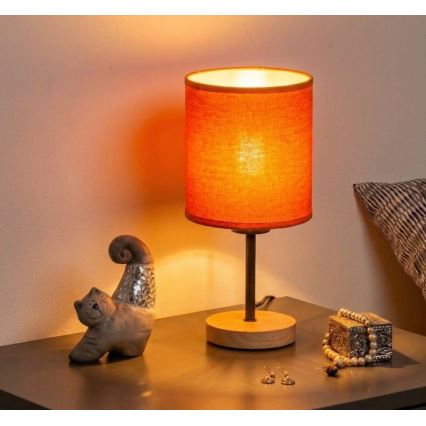 Brilagi - Stolná lampa NUBILA WOOD 1xE27/25W/230V dub/čierna/oranžová