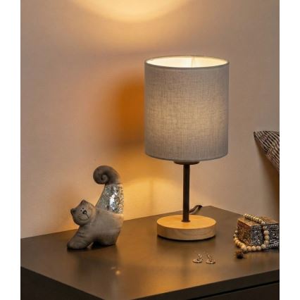 Brilagi - Stolná lampa NUBILA WOOD 1xE27/25W/230V dub/čierna/svetlosivá