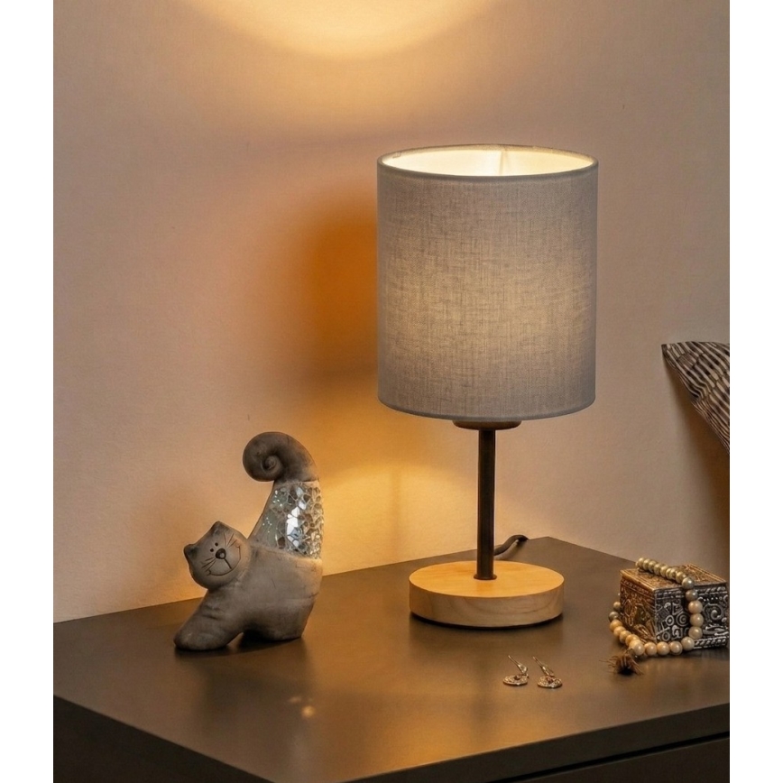 Brilagi - Stolná lampa NUBILA WOOD 1xE27/25W/230V dub/čierna/svetlosivá