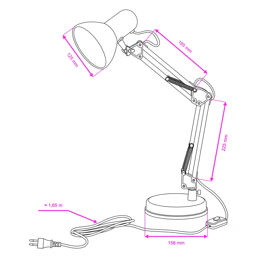 Brilagi - Stolná lampa ROMERO 1xE27/60W/230V čierna