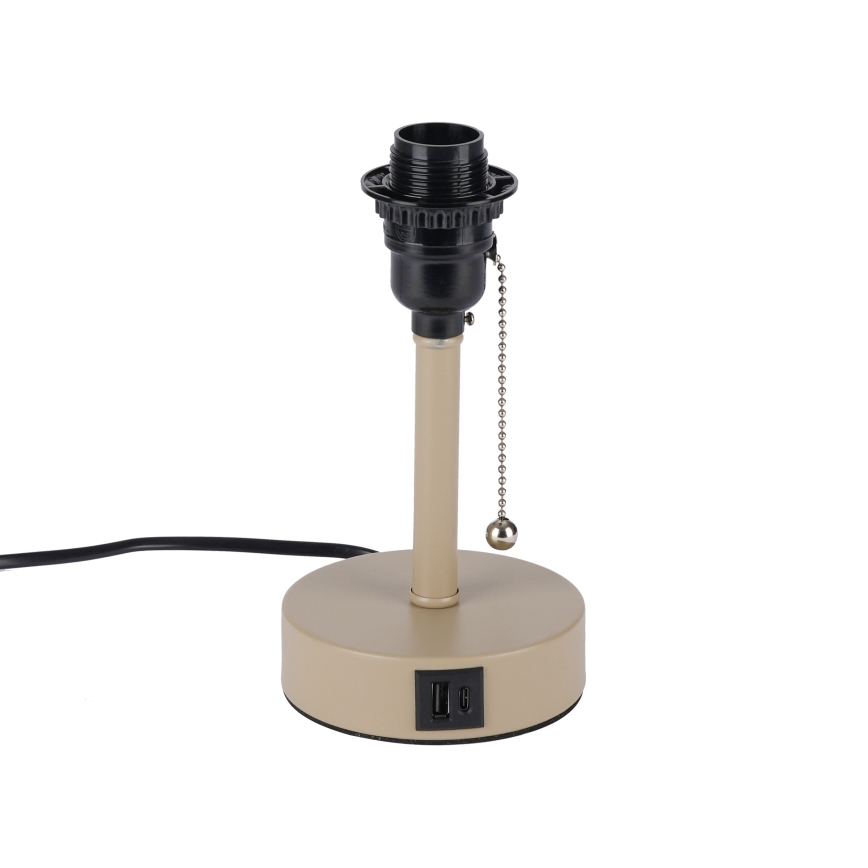 Brilagi - Stolná lampa s USB portom TABLON 1xE27/25W/230V béžová/čierna
