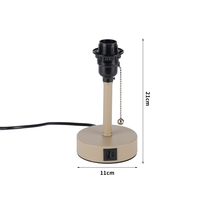 Brilagi - Stolná lampa s USB portom TABLON 1xE27/25W/230V béžová