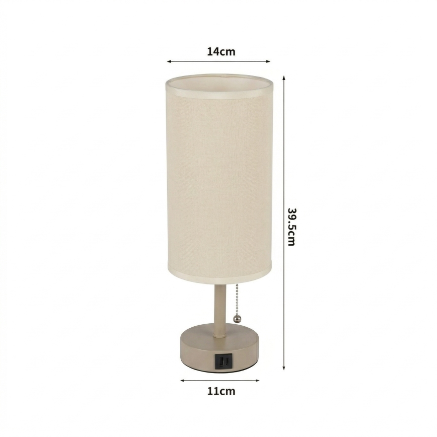 Brilagi - Stolná lampa s USB portom TABLON 1xE27/25W/230V béžová/krémová