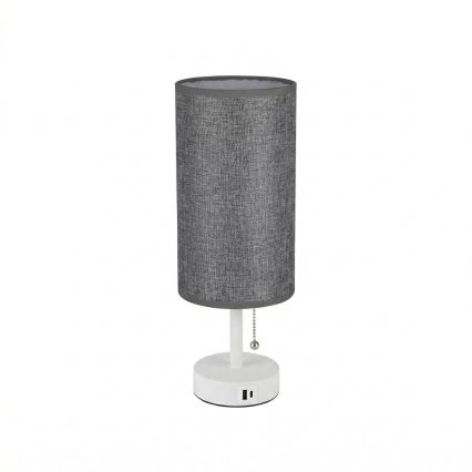 Brilagi - Stolná lampa s USB portom TABLON 1xE27/25W/230V biela/sivá