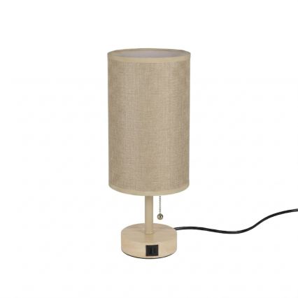 Brilagi - Stolná lampa s USB portom TABLON 1xE27/25W/230V dub/béžová
