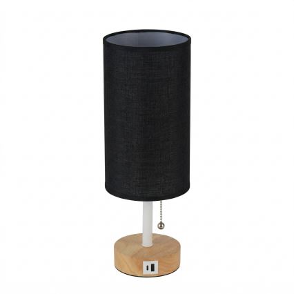 Brilagi - Stolná lampa s USB portom TABLON 1xE27/25W/230V dub/biela/čierna