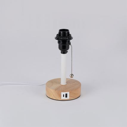 Brilagi - Stolná lampa s USB portom TABLON 1xE27/25W/230V dub/biela/šedá