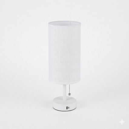 Brilagi - Stolná lampa TABLON s USB portom 1xE27/25W/230V, biela