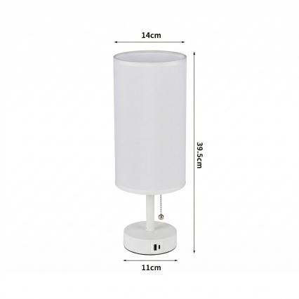 Brilagi - Stolná lampa TABLON s USB portom 1xE27/25W/230V, biela