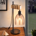 BRILAGI - Stolná lampa WOOD GLASS 1xE27/40W/230V hnedá/čierna/dymová béžová