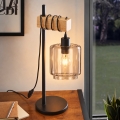 BRILAGI - Stolná lampa WOOD GLASS 1xE27/40W/230V hnedá/čierna/dymová béžová