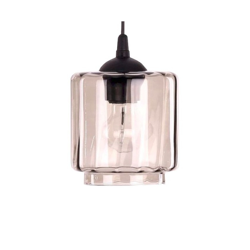 BRILAGI - Stolná lampa WOOD GLASS 1xE27/40W/230V hnedá/čierna/dymová béžová