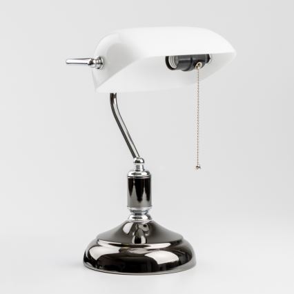 Brilagi - Stolová lampa BANK OFFICE 1xE27/60W/230V čierna/strieborná/biela