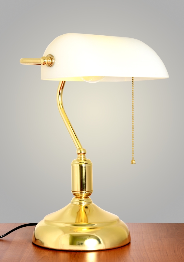 Brilagi - Stolová lampa BANK OFFICE 1xE27/60W/230V zlatá/biela