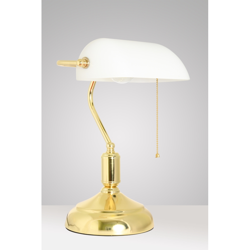 Brilagi - Stolová lampa BANK OFFICE 1xE27/60W/230V zlatá/biela