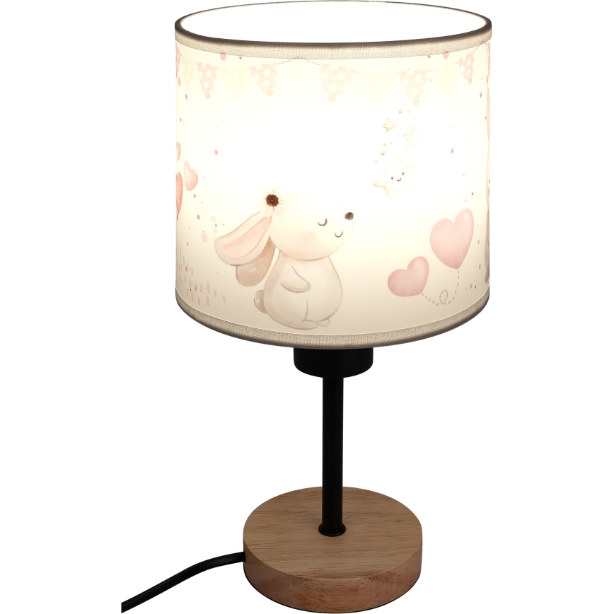 BRILAGI - Detská stolná lampa BOBO WOOD 1xE27/25W/230V dub/čierna/krémová/zajačiky