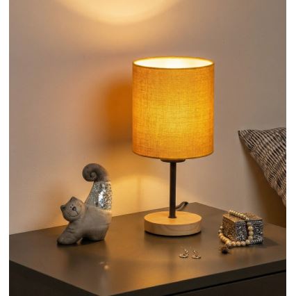 Brilagi - Stolová lampa NUBILA WOOD 1xE27/25W/230V dub/čierna/žltá