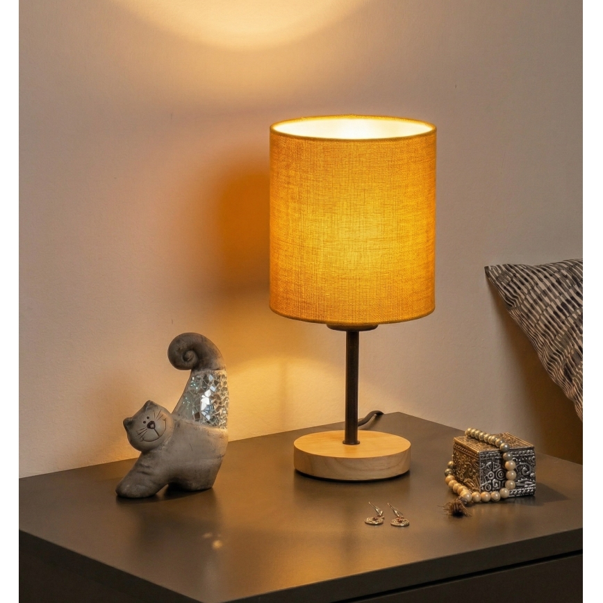 Brilagi - Stolová lampa NUBILA WOOD 1xE27/25W/230V dub/čierna/žltá