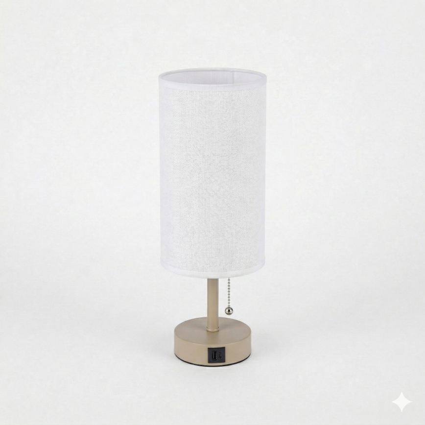 Brilagi - Stolová lampa s USB portom TABLON 1xE27/25W/230V béžová/biela