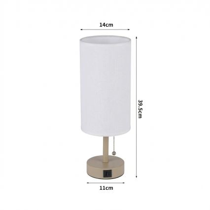 Brilagi - Stolová lampa s USB portom TABLON 1xE27/25W/230V béžová/biela
