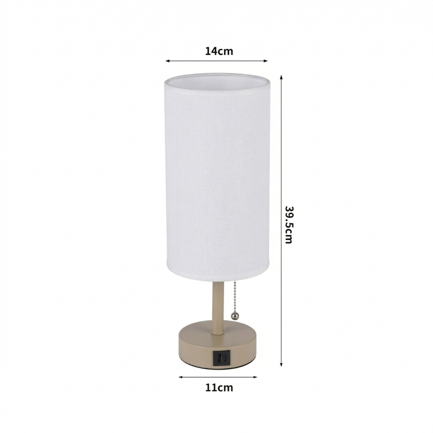 Brilagi - Stolová lampa s USB portom TABLON 1xE27/25W/230V béžová/biela
