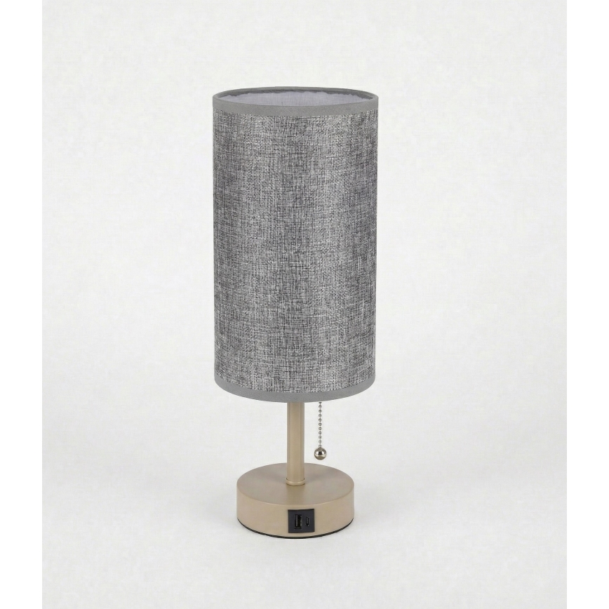 Brilagi - Stolová lampa s USB portom TABLON 1xE27/25W/230V béžová/sivá