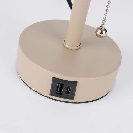 Brilagi - Stolová lampa s USB portom TABLON 1xE27/25W/230V béžová/sivá