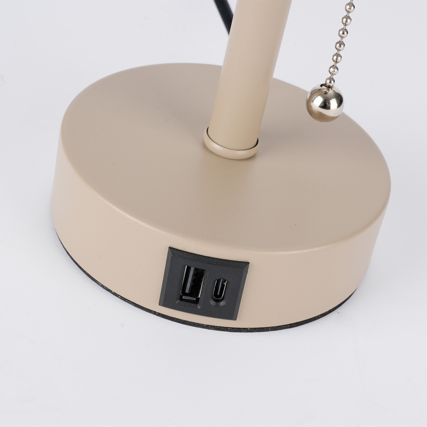 Brilagi - Stolová lampa s USB portom TABLON 1xE27/25W/230V béžová/sivá