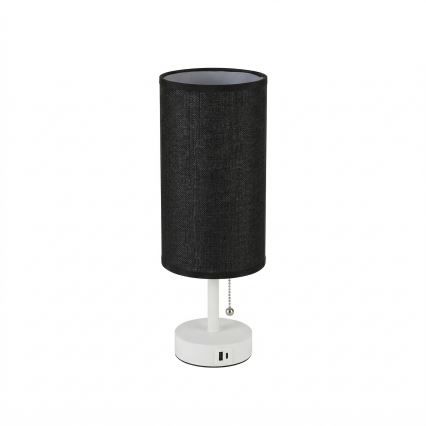 Brilagi - Stolová lampa s USB portom TABLON 1xE27/25W/230V biela/čierna