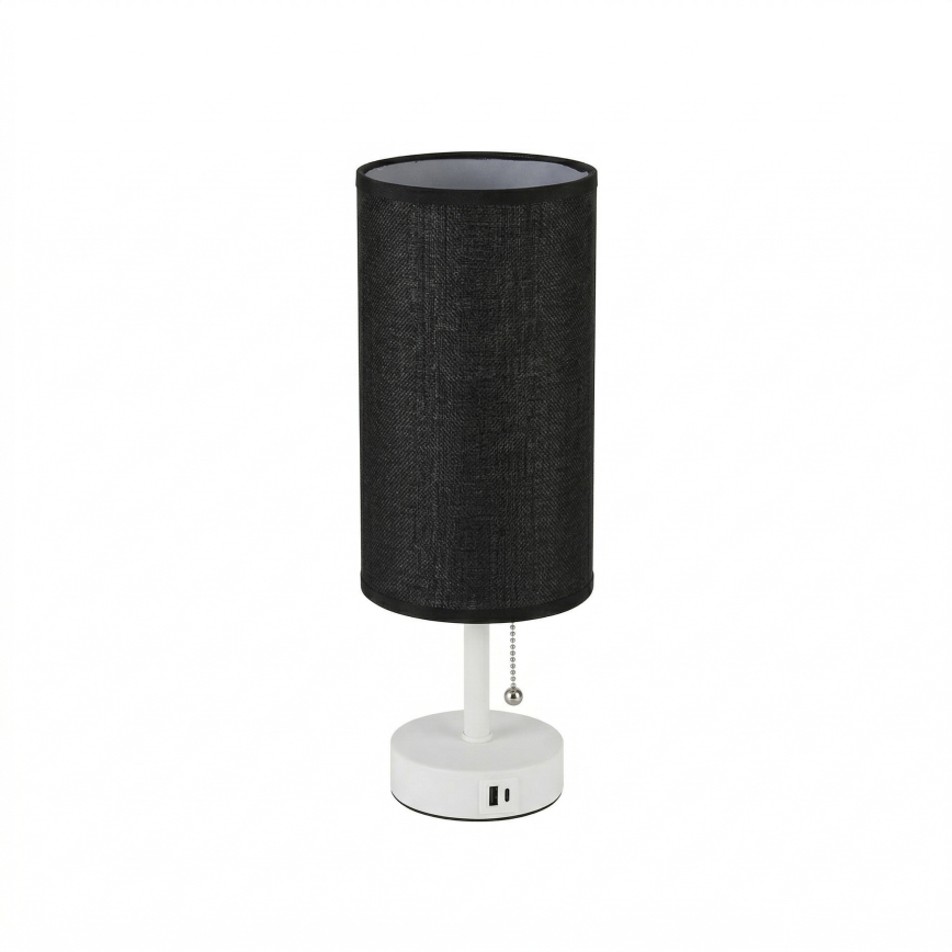 Brilagi - Stolová lampa s USB portom TABLON 1xE27/25W/230V biela/čierna