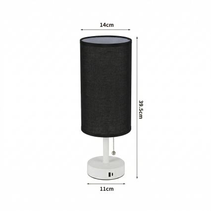 Brilagi - Stolová lampa s USB portom TABLON 1xE27/25W/230V biela/čierna