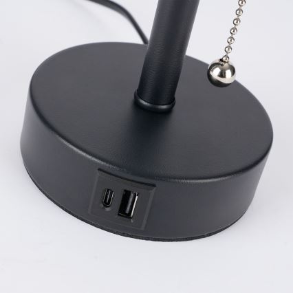 Brilagi - Stolová lampa s USB portom TABLON 1xE27/25W/230V čierna/béžová