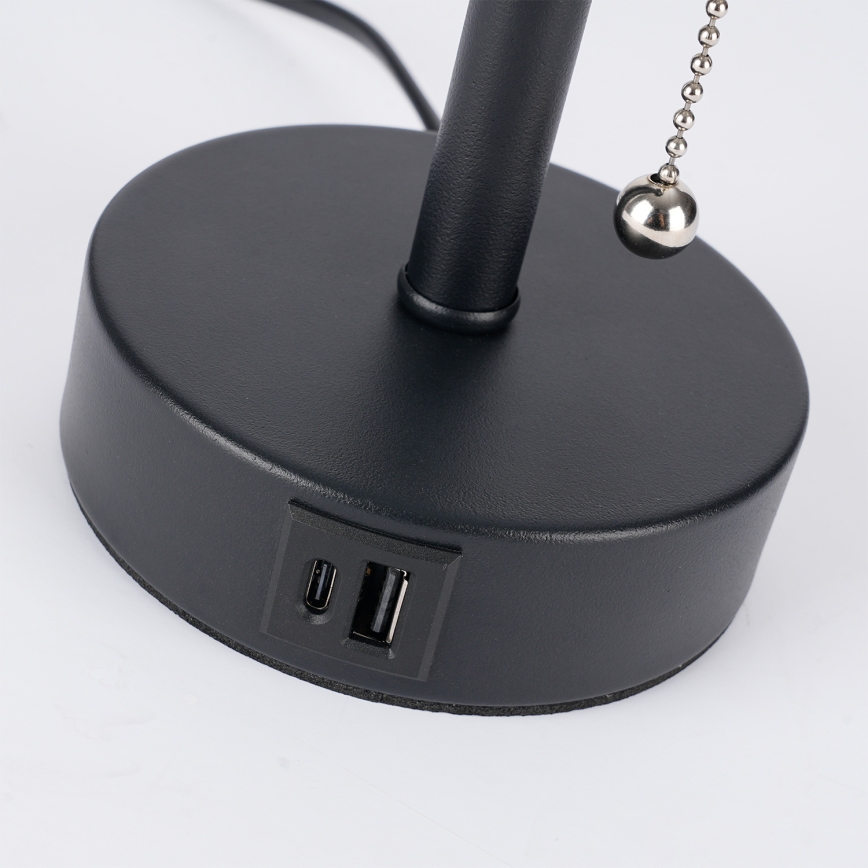 Brilagi - Stolová lampa s USB portom TABLON 1xE27/25W/230V čierna/béžová